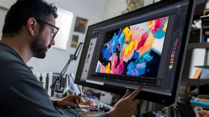 A graphic designer at work