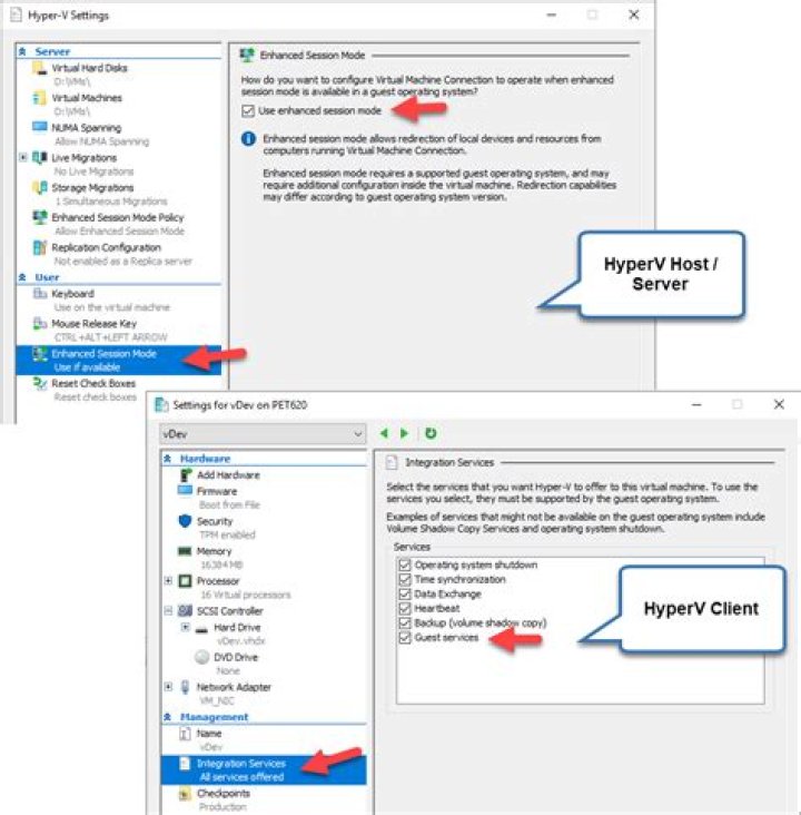 A Hyper-V service properties window A Hyper-V service window Virtual Machine Management is not present on this machine