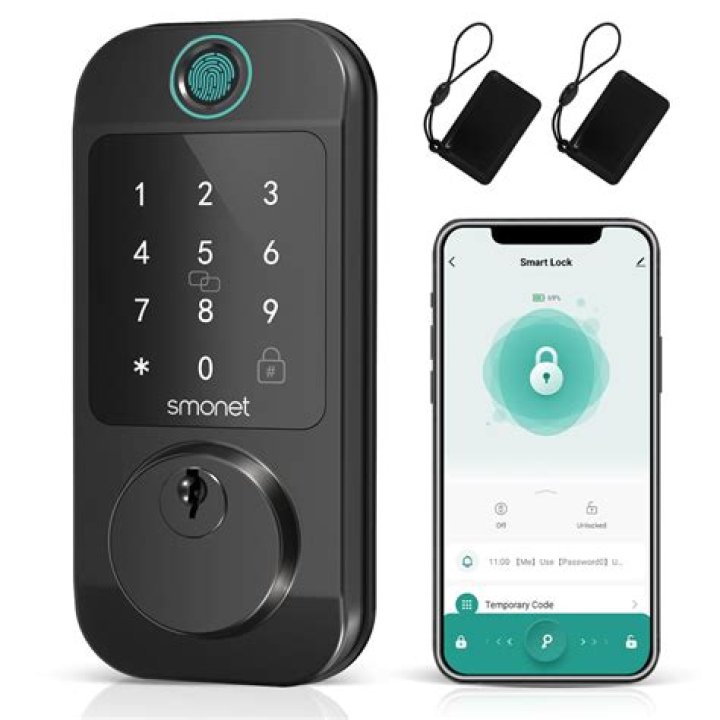 Matter over Thread Smart Lock A smart lock with the Matter protocol logo