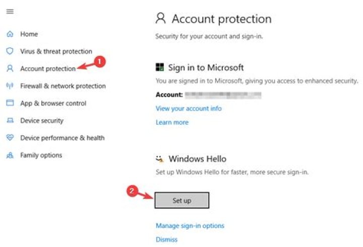 set up account protection account protection windows 10 keeps asking me to create a pin
