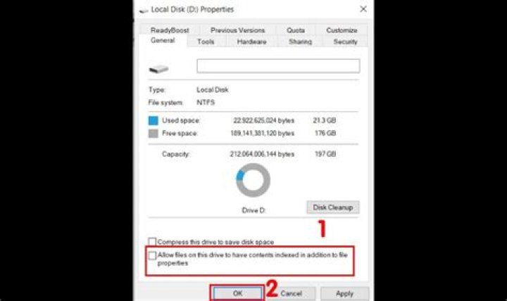 allow files on this drive to have contents indexed in addition to file properties