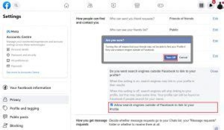 The Allow search engines outside of Facebook option Allow search engines outside of Facebook option facebook this content isn't available right now