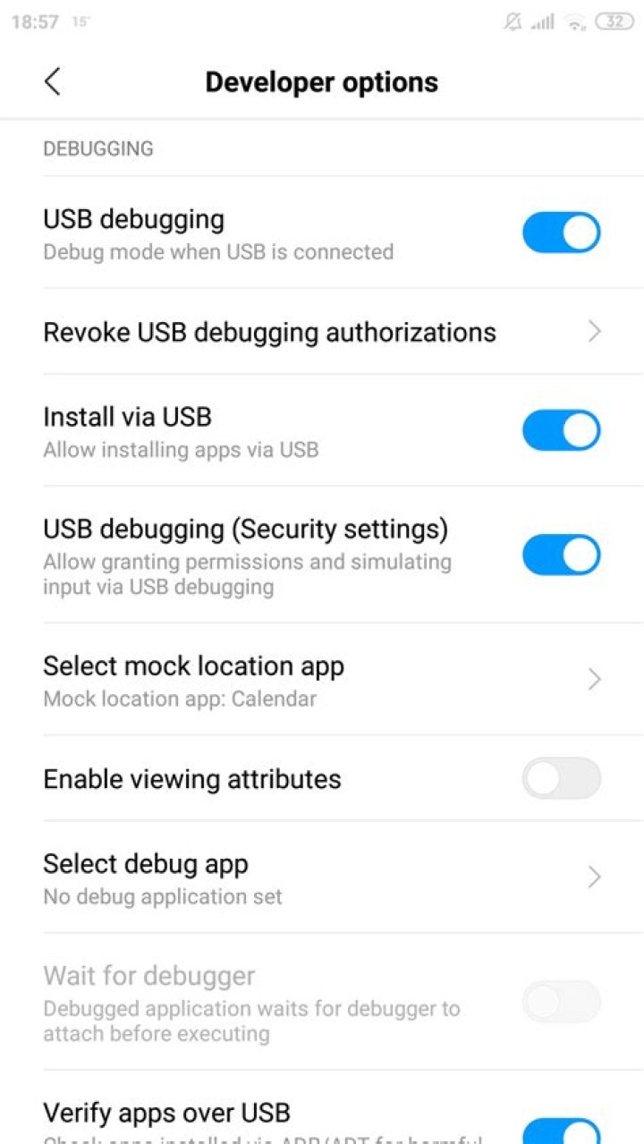 Developer Options (3) Android developer options menu