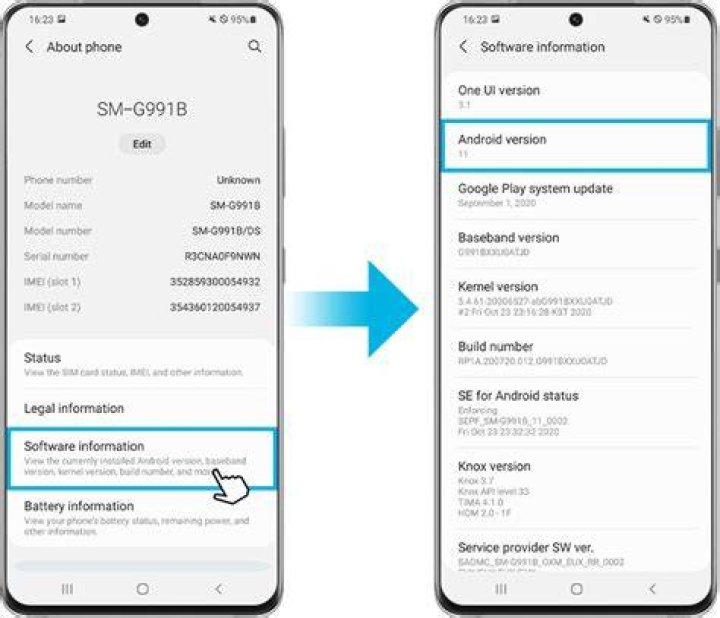 Android version settings