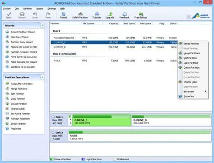 aomei hard disk partiton manager