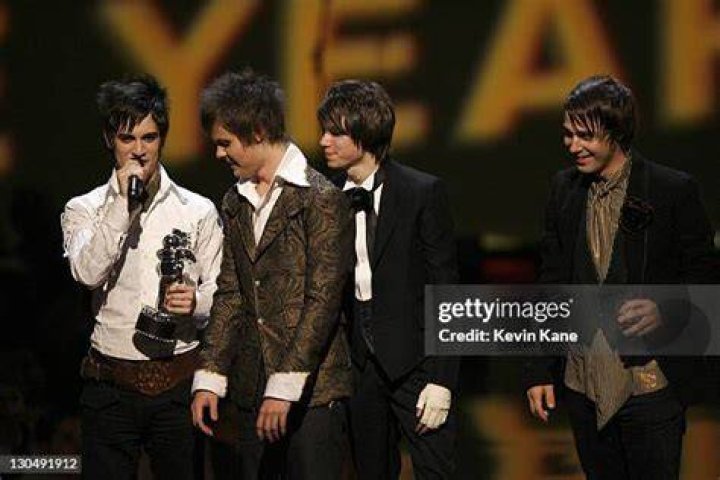 Brendon Urie, Spencer Smith, Ryan Ross and Brent Wilson stare at the camera