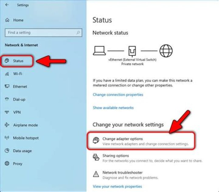 change adapter settings