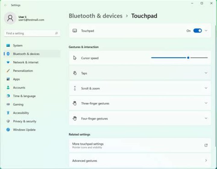 change touchpad settings