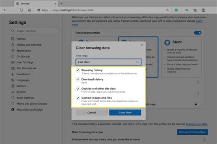 clear cache edge
