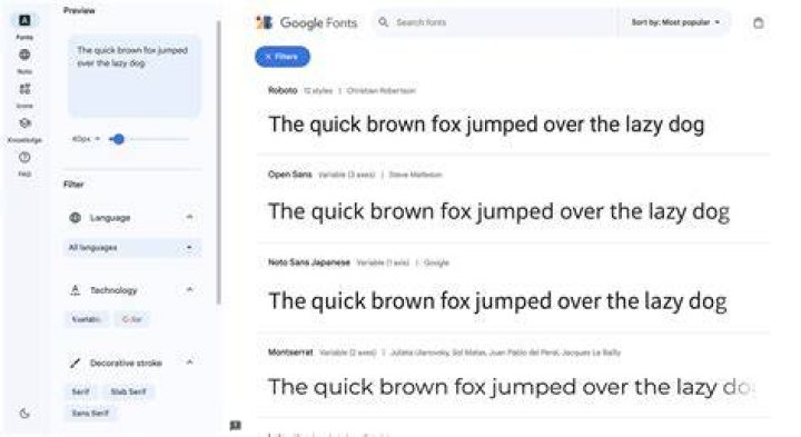 click the google fonts button at the top toolbar