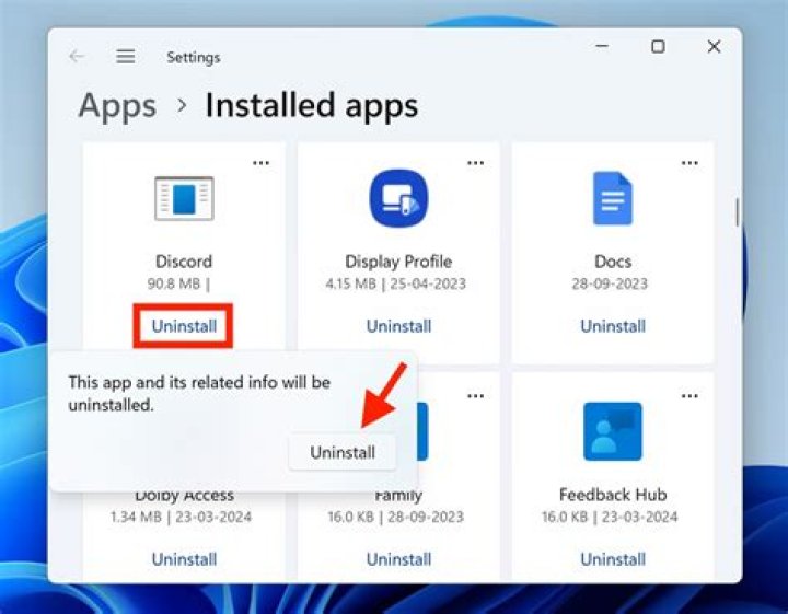 Click Uninstall again in the confirmation prompt