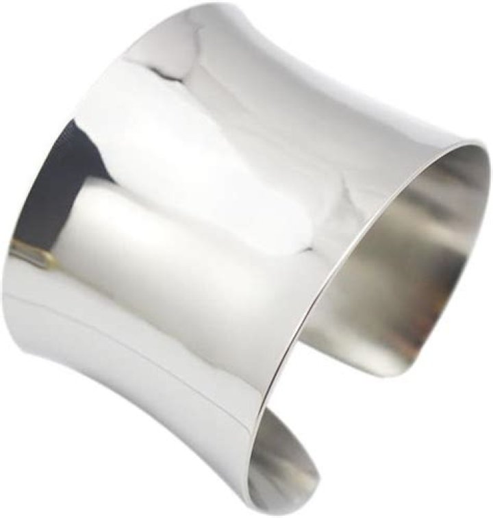 COUYA Silver Wide Grooved Cuff Bangle