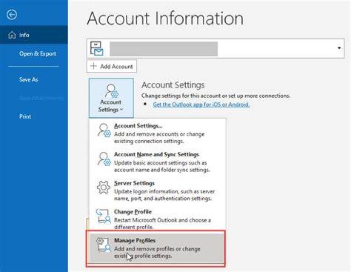 create outlook profile