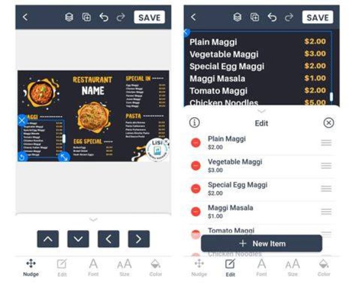 customize menu