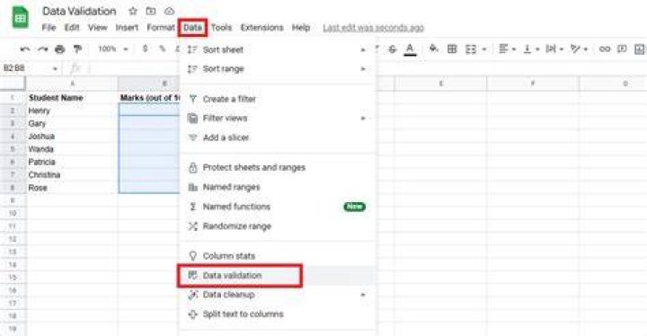 data validation google sheets
