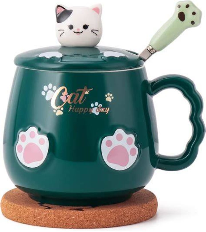 Digoon 10 oz Cute Cat Glass Cup Tea Mug With Fish Tea Infuser