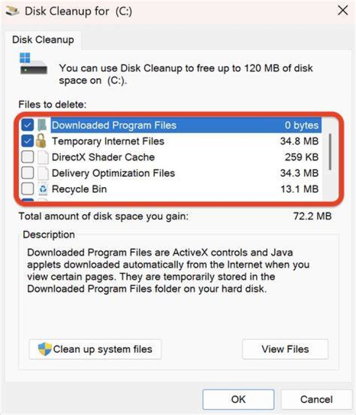 disk cleanup select files your system doesn't meet the minimum requirements for this update
