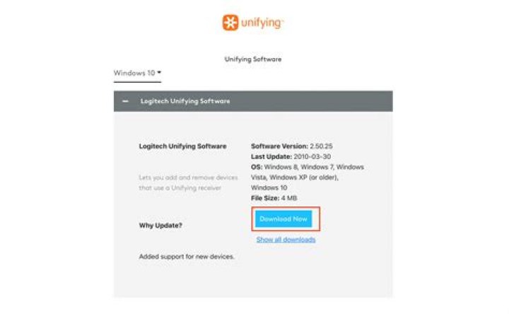 Downloading the Logitech Unifying software