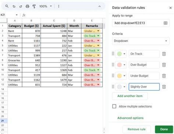 edit drop down list google sheets