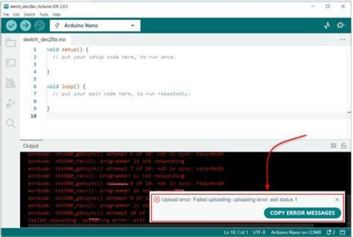error compilación arduino