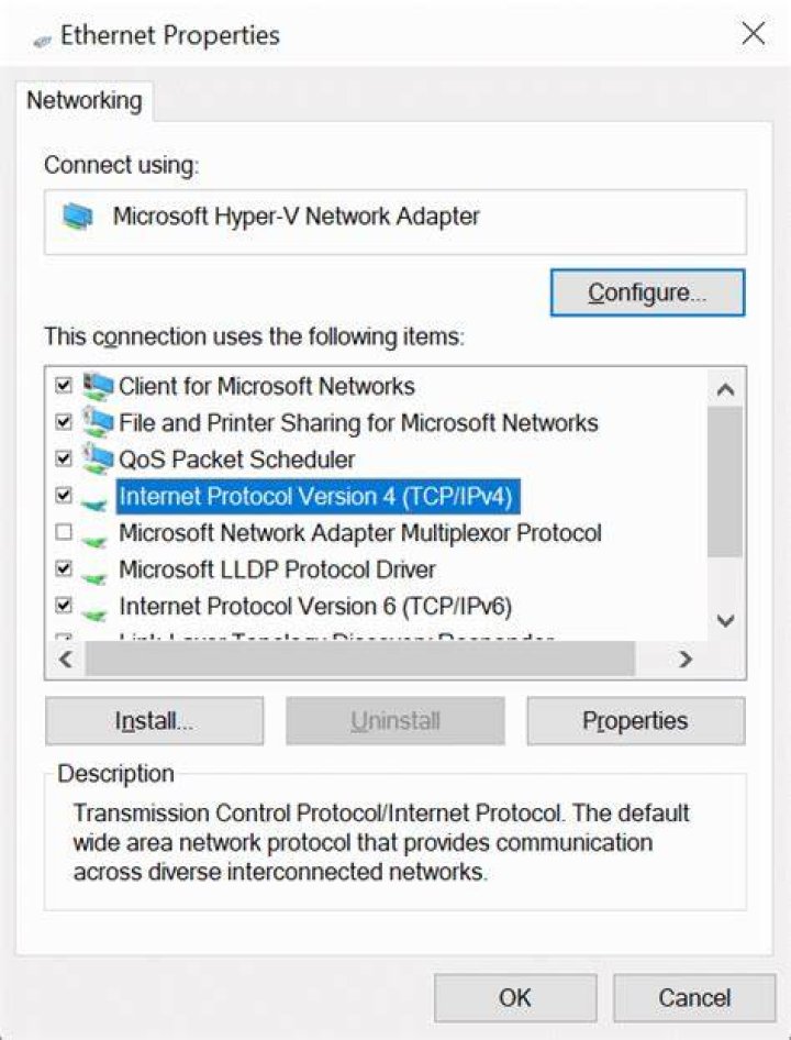 The Ethernet Properties window Ethernet Properties window ethernet spiking in task manager