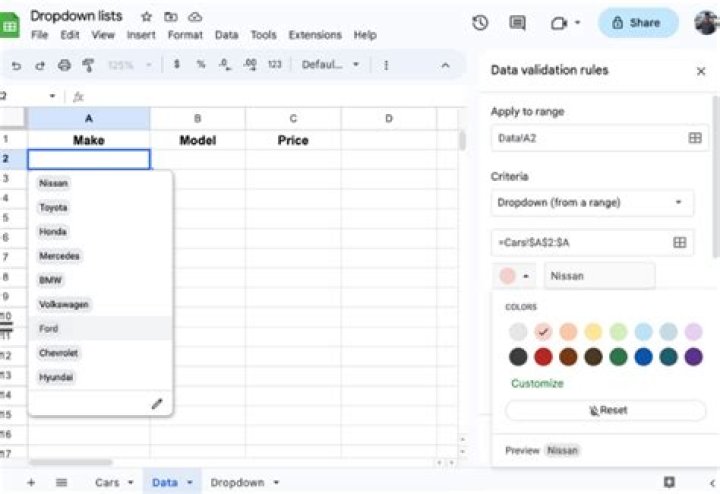 expand drop-down list google sheets