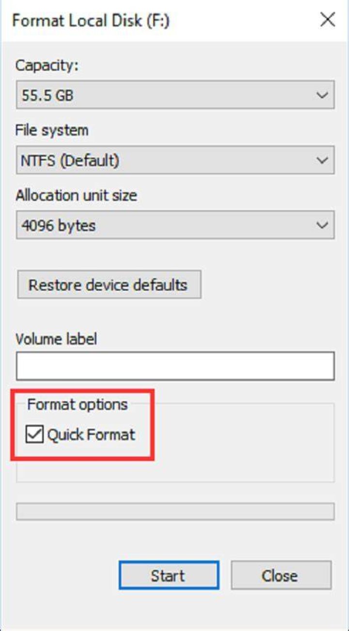 format settings window format settings pc can't format