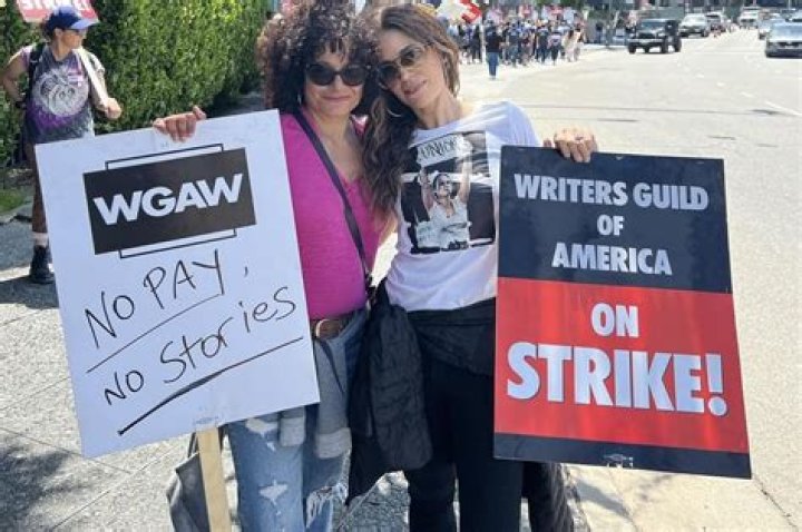 Gina Gerson protests during WGA striking.
