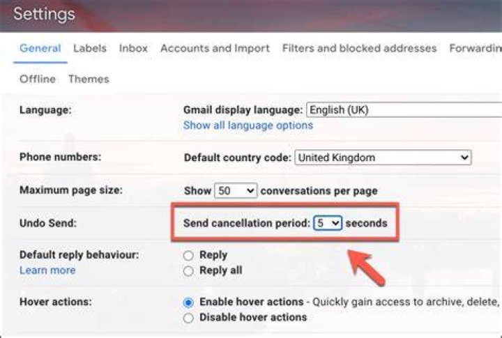 Gmail web Undo Send