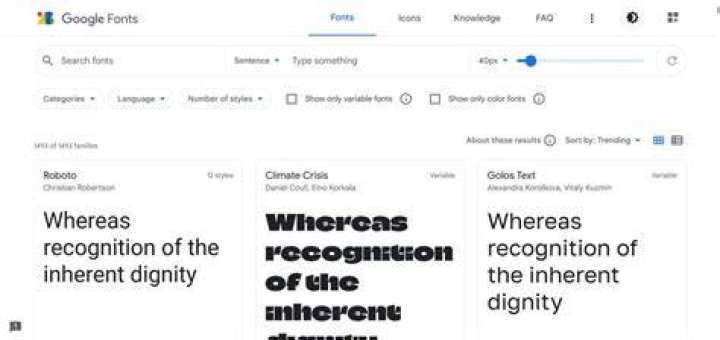 google fonts homepage