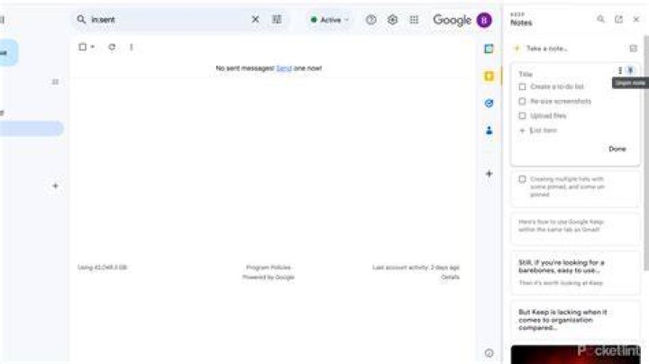 Google Keep screenshot 2021