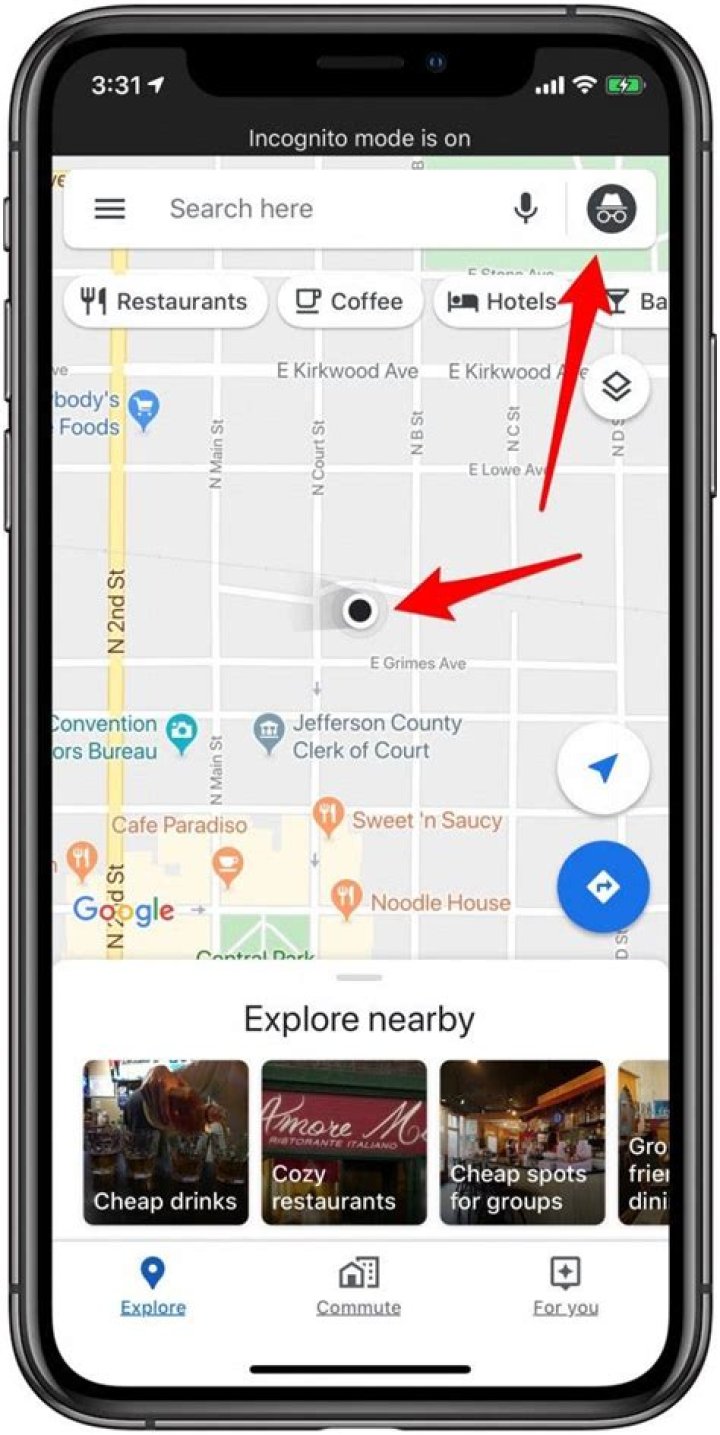 Google Maps Incognito Mode