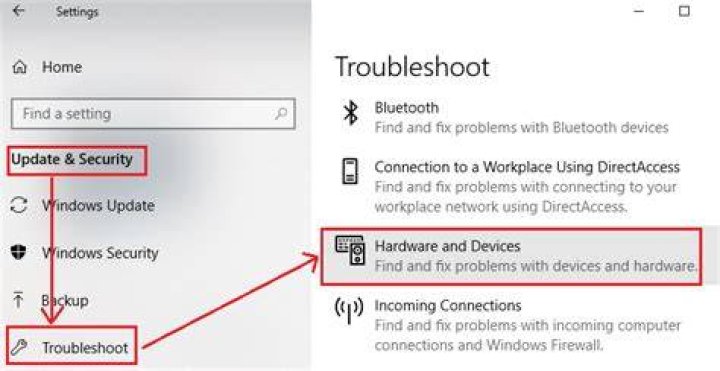 Hardware and Devices troubleshooter