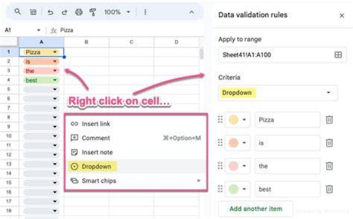 How to create a drop-down list in Google Sheets