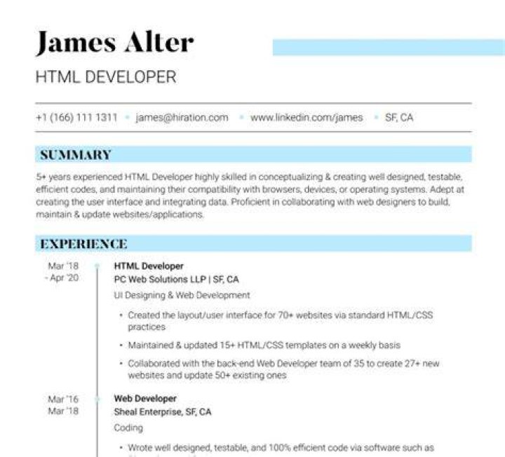 How To Create Resume In Html Format Filetype Html