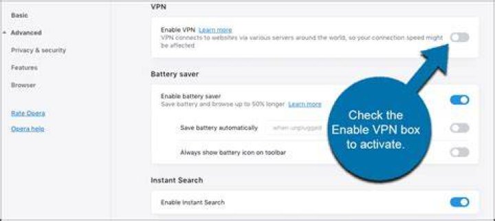 how to enable VPN in Opera