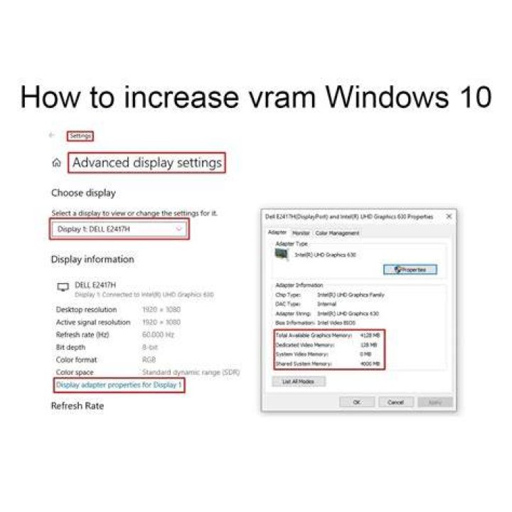 How to increase VRAM windows 10