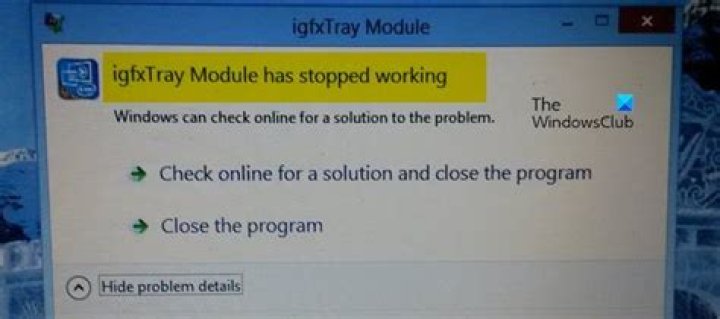 igfxtray not working igfxtray has stopped working