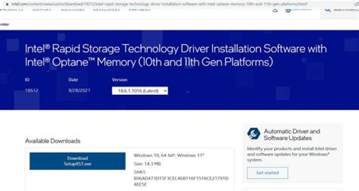 Intel Rapid Storage Technology Driver is not installing