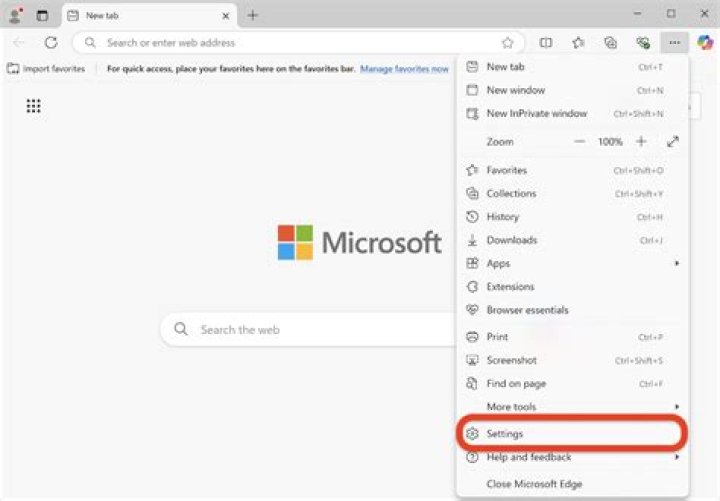 Microsoft Edge settings.