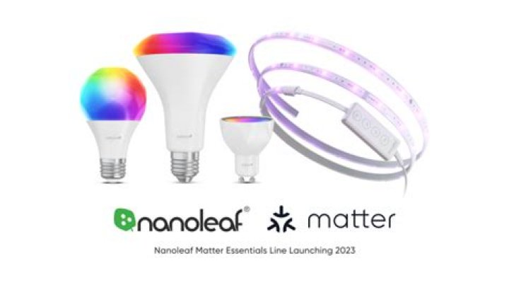 Nanoleaf Essentials Bulbs and Lightstrips Nanoleaf Essentials Bulbs and Lightstrips in a living room