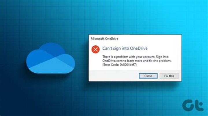 OneDrive settings - onedrive error code 0x8004de8a