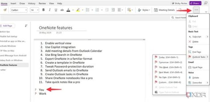OneNote features