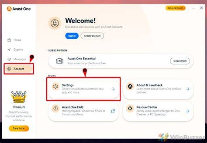 Open Avast settings.