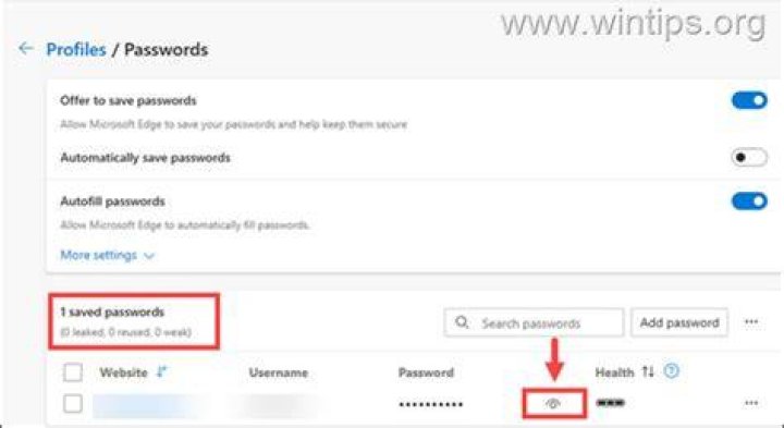 passwords saved in Edge