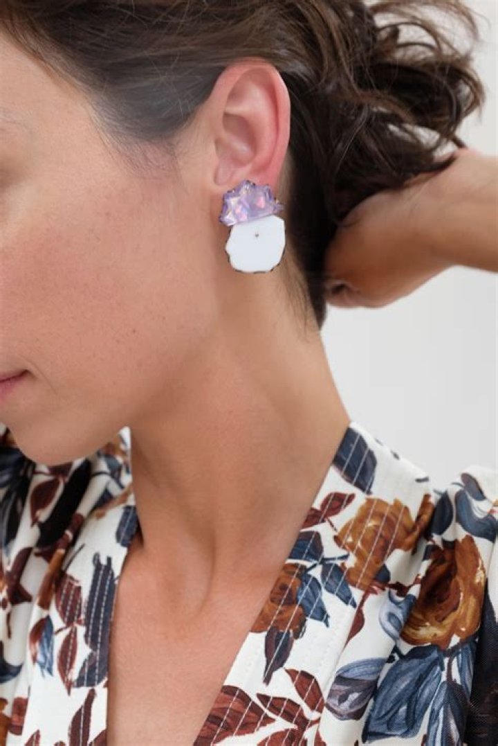 pink and purple stud earrings