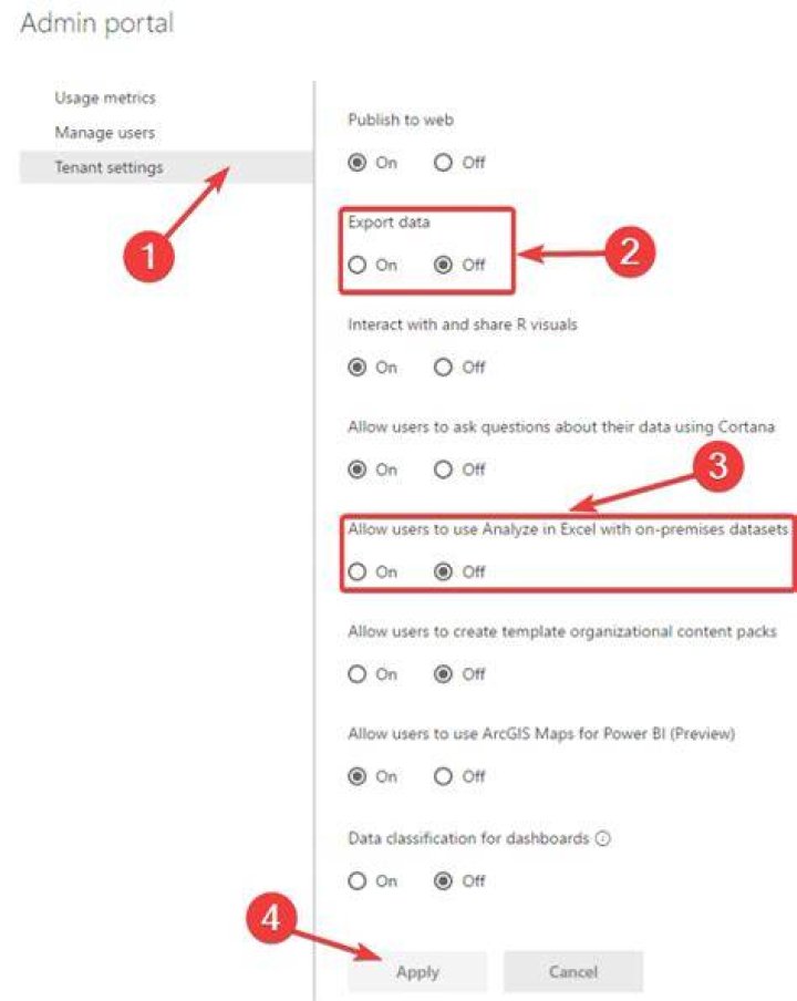 power bi disable analyze in excel