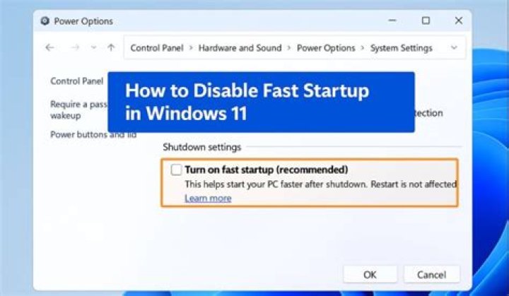 power settings disable fast startup
