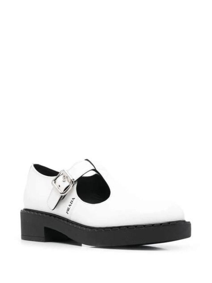 Prada Brushed-Leather Mary Jane T-Strap