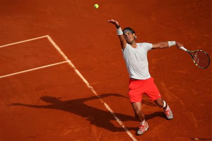 Rafael Nadal serving